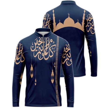 baju koko navy masjid premium baju koko muslim oriental fullprint