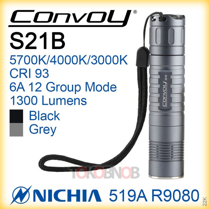 Terlaris Convoy S21B Nichia 519A 12-Group Flashlight - Senter Led