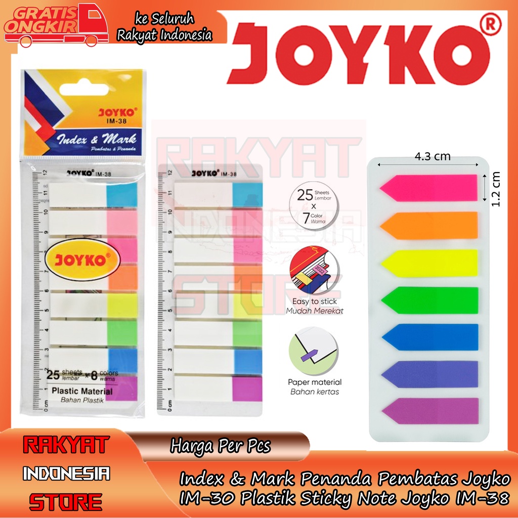 

JOYKO INDEX & MARK PENANDA PEMBATAS MEMO IM-30 IM-38 KERTAS KOTAK PERSEGI 7 WARNA GROSIR MURAH STICKY NOTE INDEX & MARK PENANDA PEMBATAS JOYKO IM-30 PLASTIK STICKY NOTE JOYKO IM-38 PEMBATAS BUKU MEMO KERTAS INDEX MARK