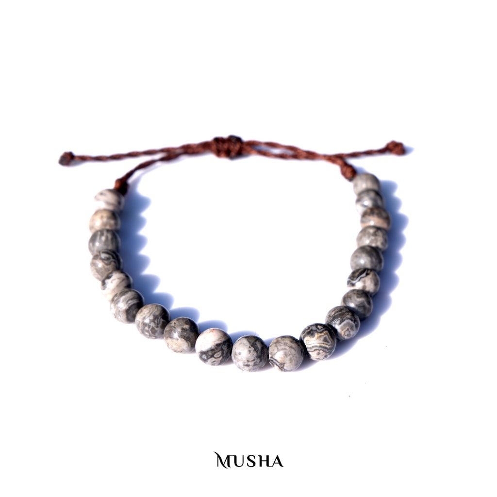 Musha Natural Stone Bracelet - Cord Adjustable | Gelang Batu Gelang Pria Gelang Wanita