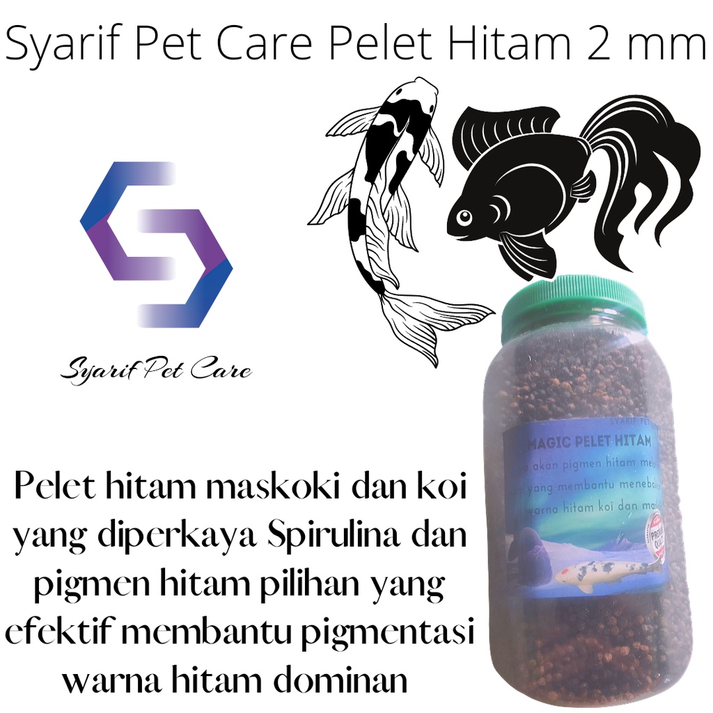 Pelet Pigmentasi Warna Hitam untuk Maskoki dan Koi 200 gram