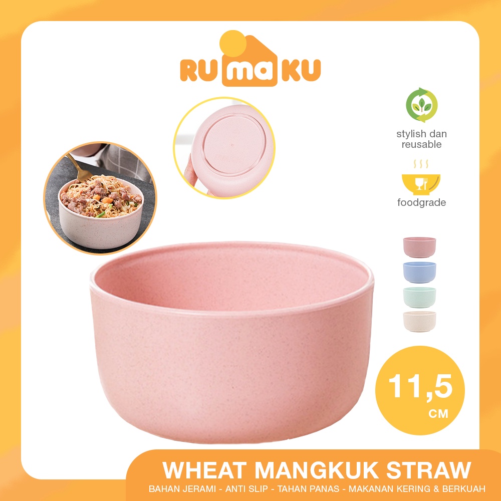 Rumaku Mangkuk Sup Serat Gandum Jerami Wheat Straw Bowl Bahan Eco Friendly Tahan Panas Microwave