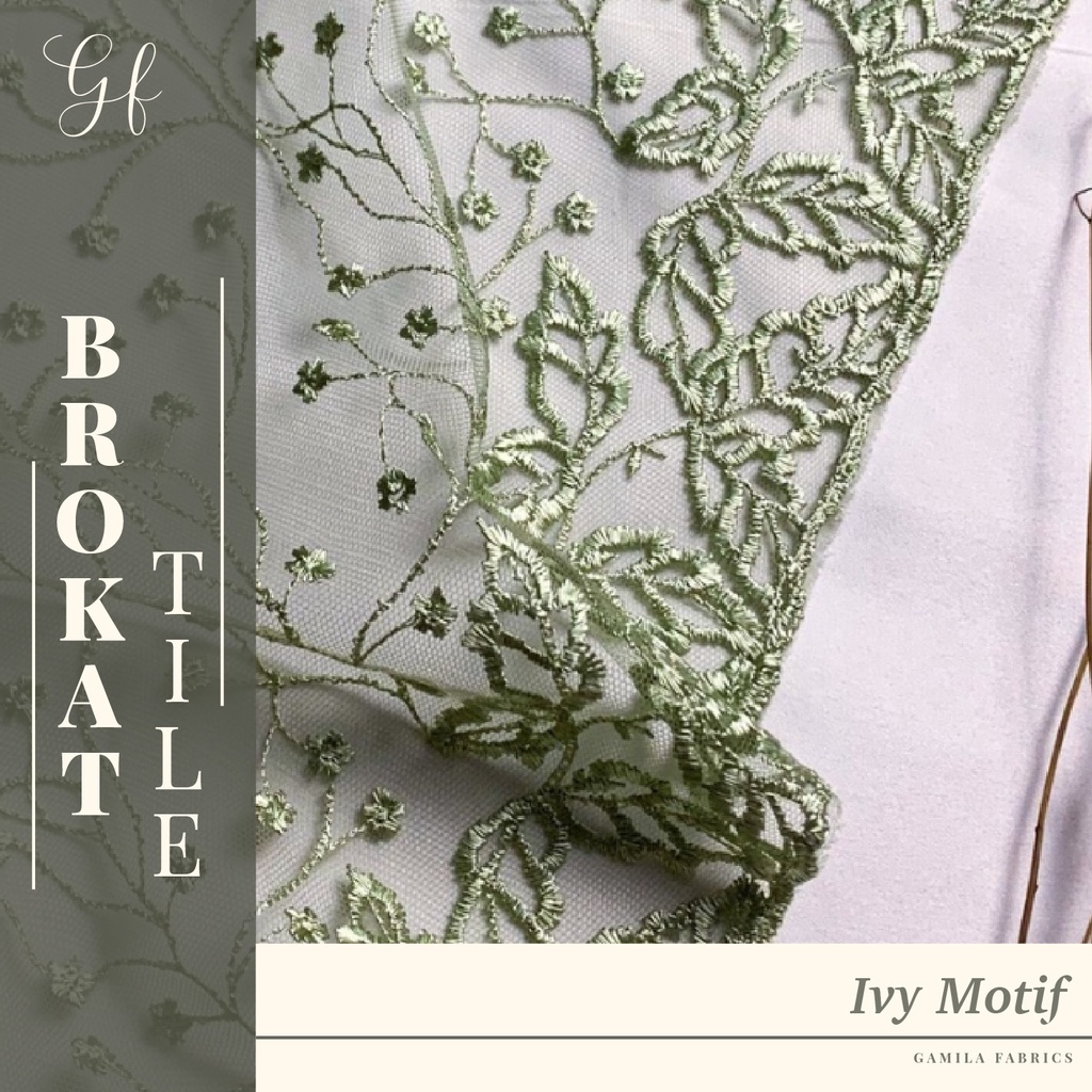½ Meter Kain Brukat Premium / Brokat Tile Prancis bahan Kebaya Ivy Motif