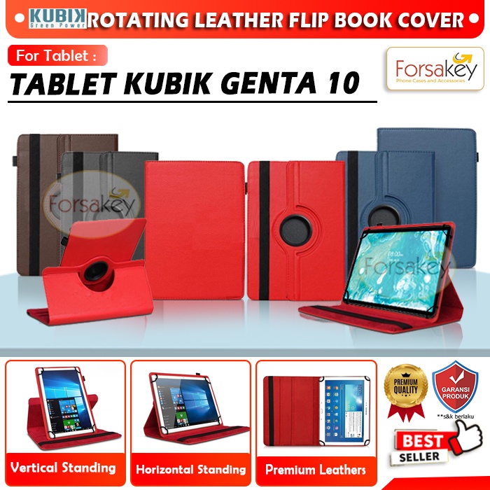 Kubik Genta Tablet 10 Inch 10" 2023 Karya Bangsa Smart Tab Belajar Rotate Flip Case Casing Cover Sar