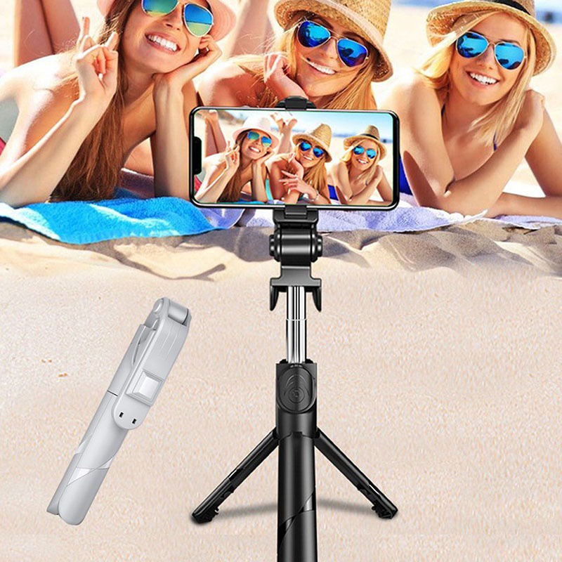 MMM Tripod Bluetooth Selfie Stick LED Flash With Fill Light Tripod Expandable Tongsis Youtuber Live Broadcast Vlog Murah Import