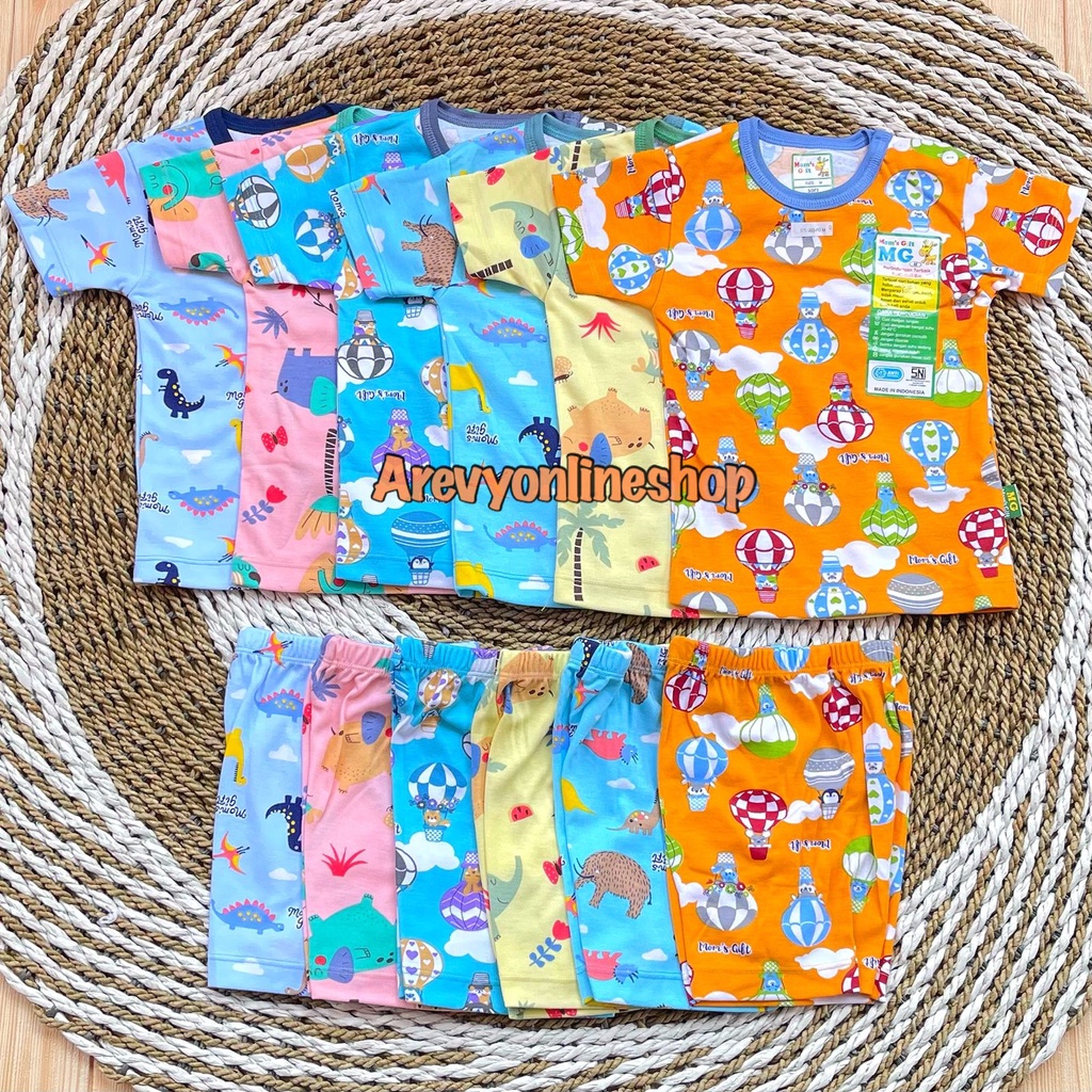 Setelan Baju Bayi Oblong Pendek Moms Gift Baju Pendek Celana Pendek Motif Baloon Seaworld SML XL 4 Bulan - 4 Tahun