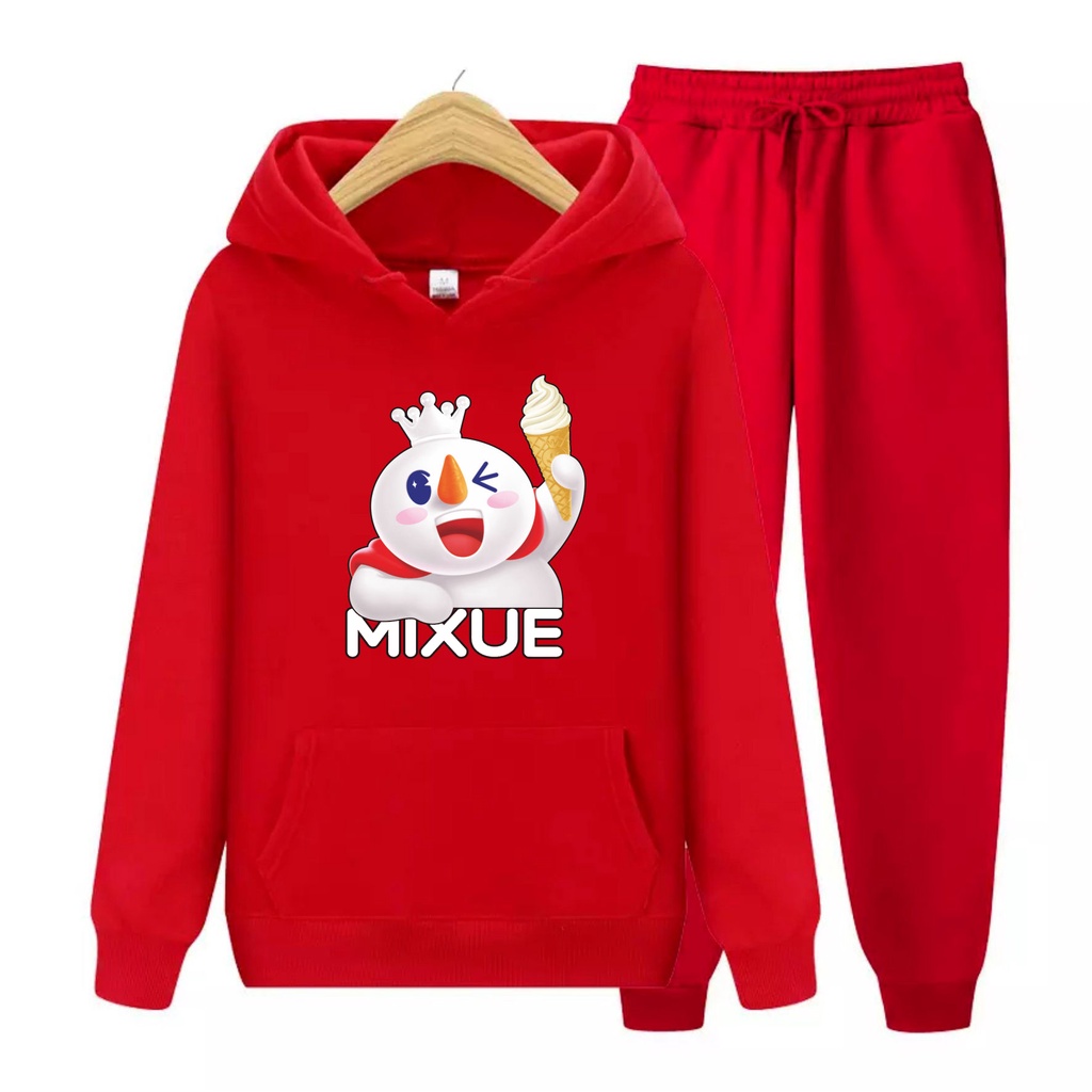 Fenisha Store MIXUE ICE CREAM VIRAL Setelan Sweater Hoodie Kupluk Anak Laki-Laki Dan Perempuan Usia 4-13+Tahun Bisa Bayar Ditempat COD