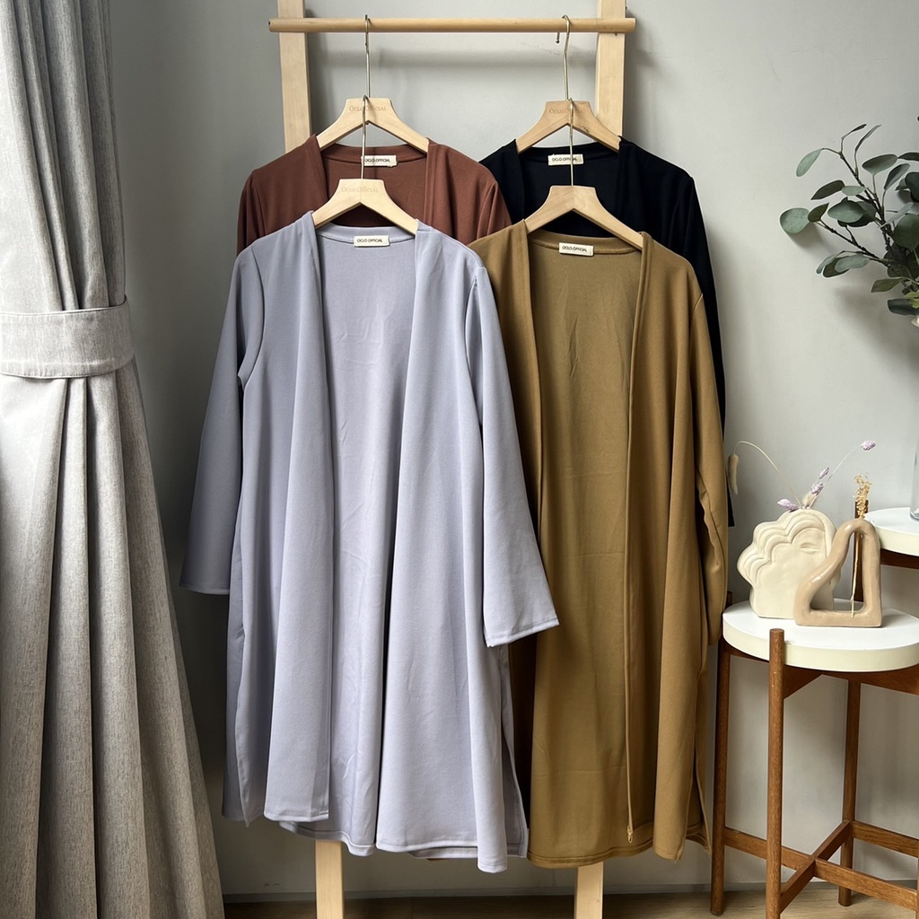 Oclo Doluna Cardi Basic Casual Polos Atasan Outer Tunik Wanita Lengan Panjang OCL00803