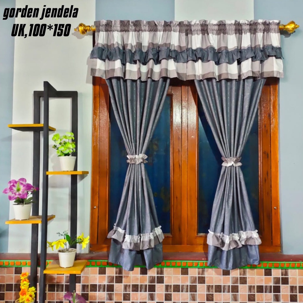 [✅COD] Gorden Jendela Pendek Serut 100x150 Poni Rumbai Dekorasi Kamar Ruang Tamu Minimalis Perlengkapan Rumah