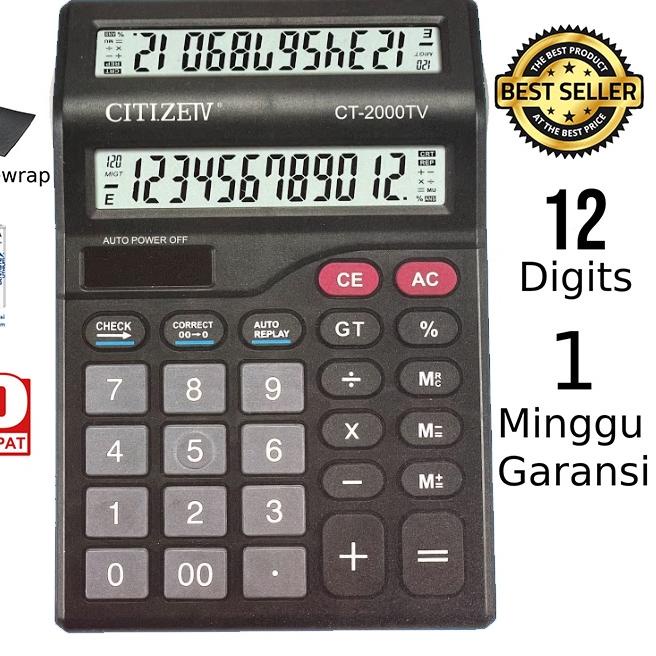 

➾ Kalkulator 2 Layar CT-2000TV 12 Digit - Calculator Check Dual 2 Power ❄