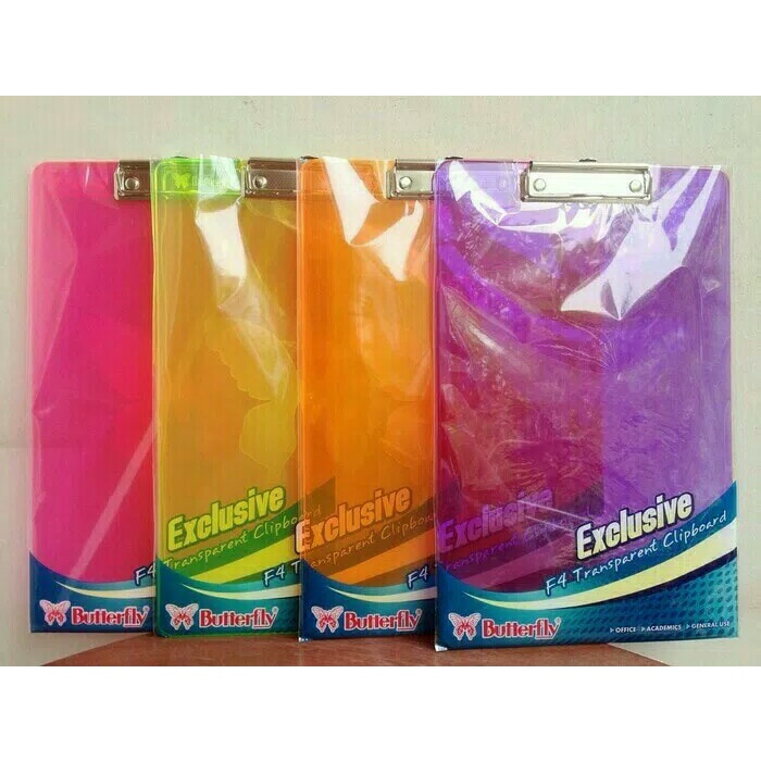 

$+$+$+$+] CLIP BOARD TRANSPARANT BUTTERFLY F4 FOLIO / PAPAN ALAS /PAPAN UJIAN