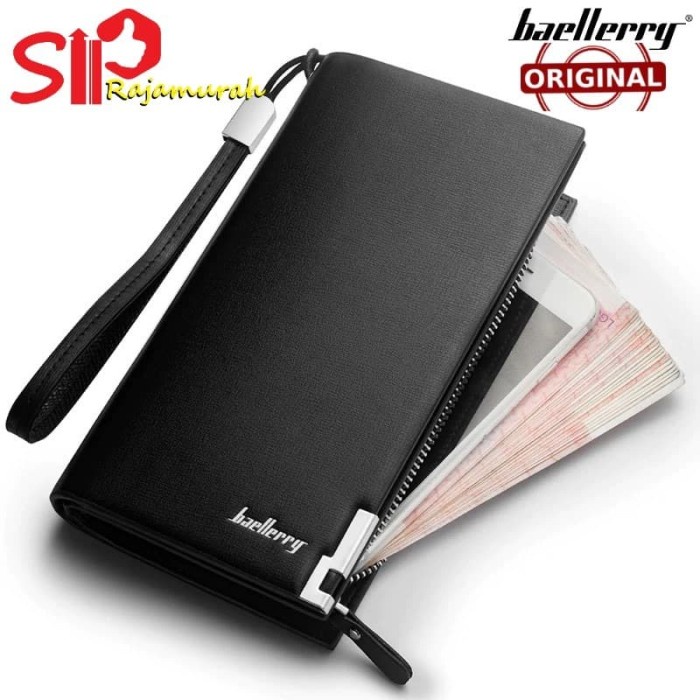 Dompet Pria Panjang Kulit Panjang Pria Wanita Hitam B5Q2 Dompet Korean Style Promo Branded Terbaru S
