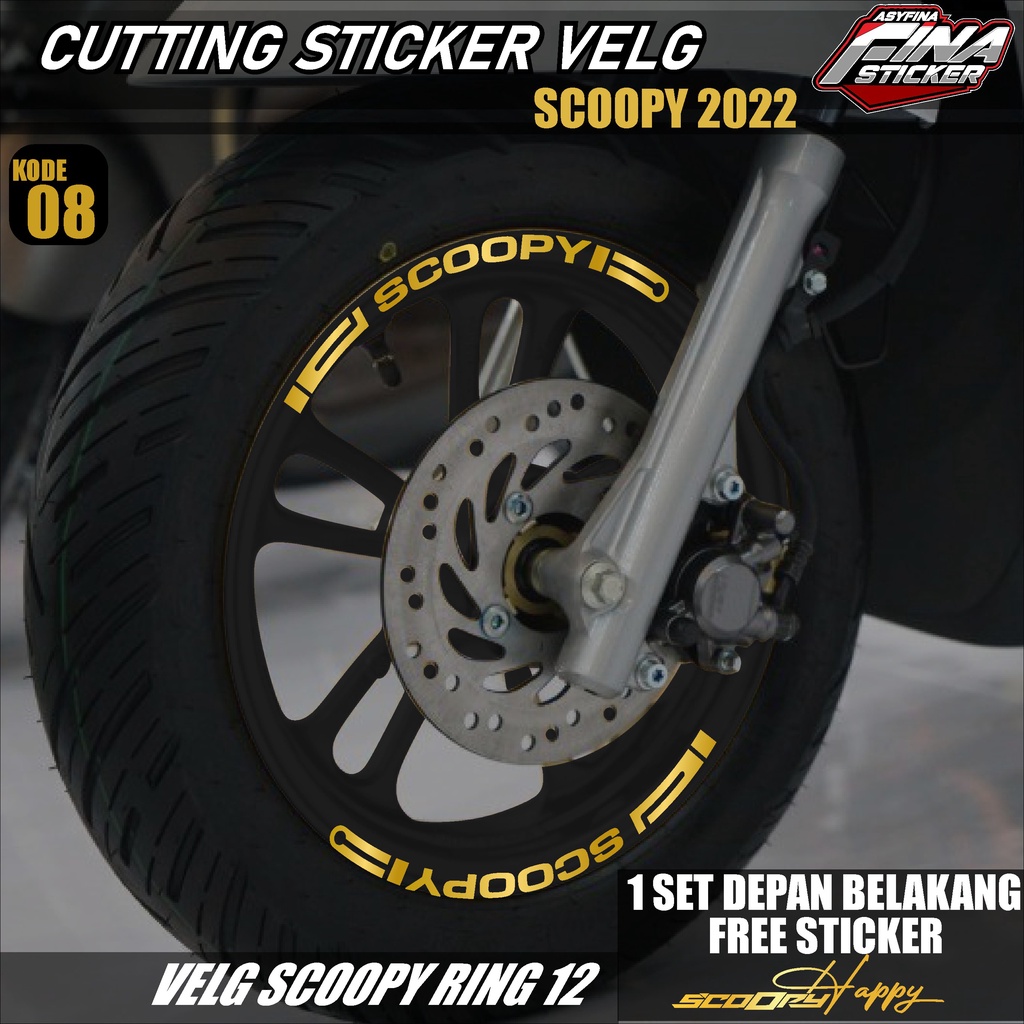 Sticker velg Scoopy NEW 2022 FREE Sticker SCOOPY-Schotlite Cutting Pelek Roda Ban List variasi Fosfo