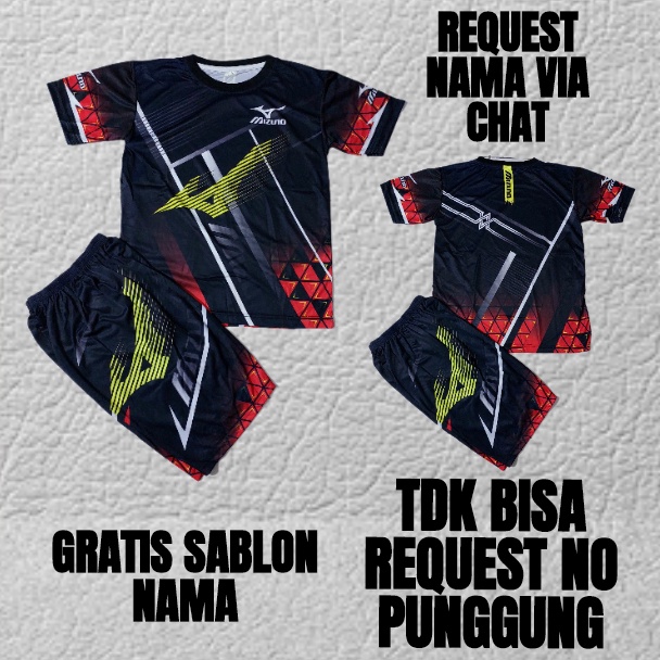 stelan baju kaos volli baju futsal stelan badminton anak size 9-12thn