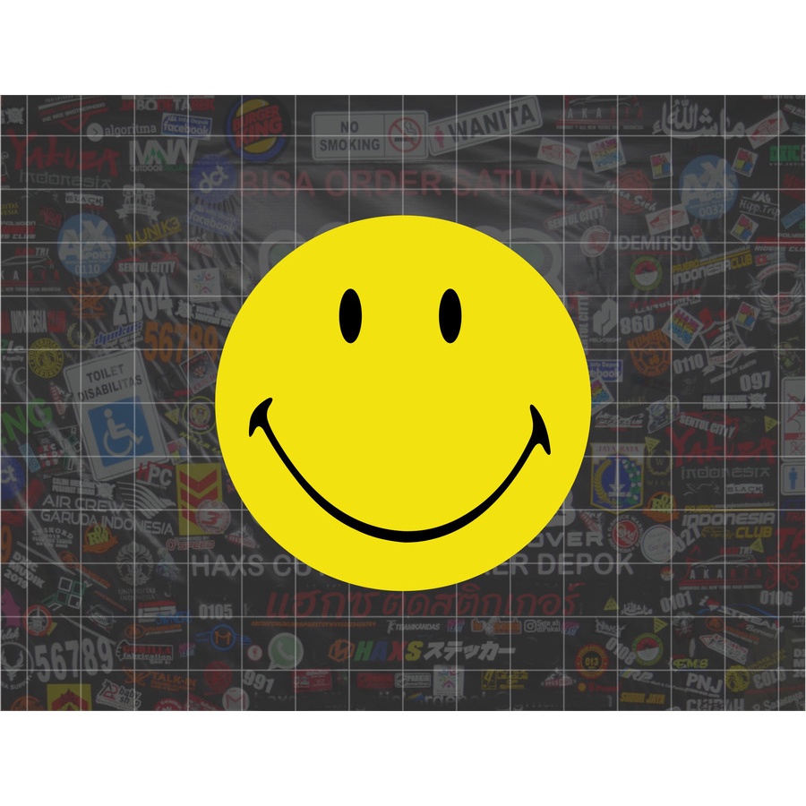 Cutting Sticker Blotter Smiley V2 Ukuran 7 Cm Untuk Motor Mobil
