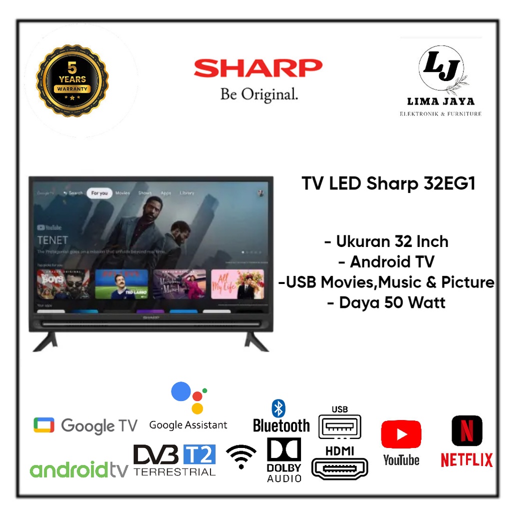SHARP LED TV 32EG1 Android TV LED 32 Inch