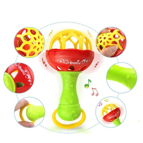 MAINAN KERINCINGAN RATTLE GENGGAM BOLA BAYI TEETHER RATTLE STICK RATTLE TOY SINGLE MAINAN GIGITAN BAYI BPA FREE | FADHILAH SHOP BJB