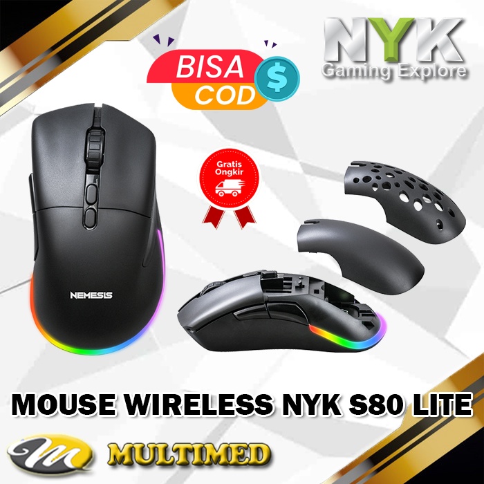 Mouse Gaming Wireless NYK Nemesis S80 Lite Blackmoon