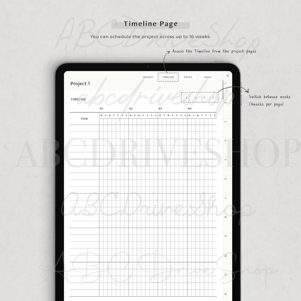 Digital Planner &amp; Journal - Project Planner with Timeline &amp; Action Steps