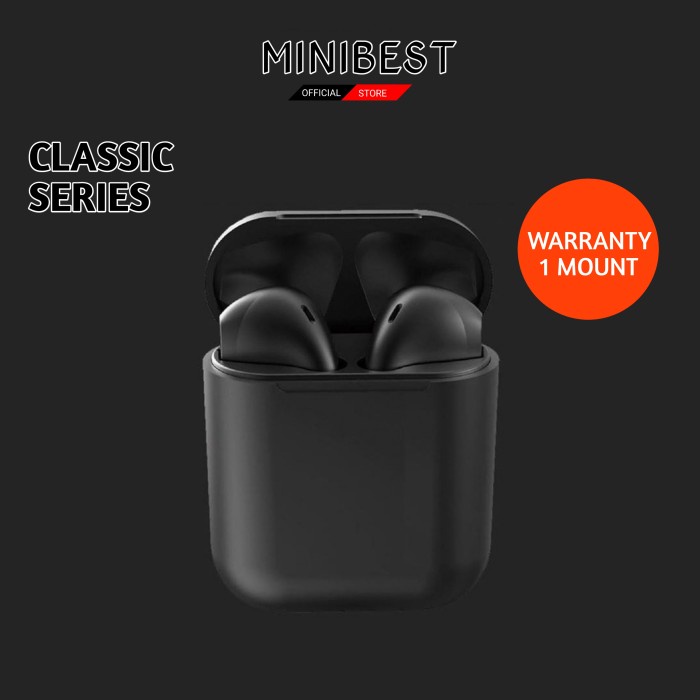 Earphone MINIBEST inpods 12 TWS Macaron True Wireles I12 HITAM Full Bass Handsfree Best Seller Murah
