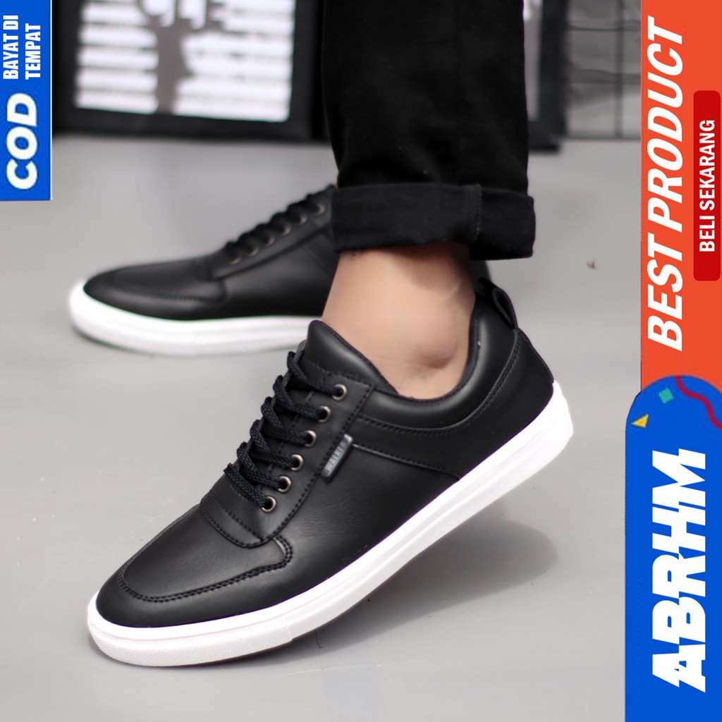 Abrhm Tiago - Sepatu Sneakers Casual Pria Kerja Santai Hitam