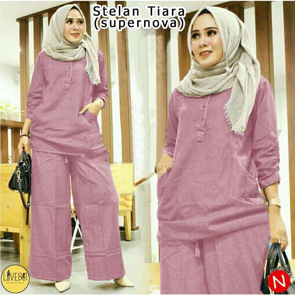 LVB - (GRATIS ONGKIR &amp; COD) Setelan Muslimah Baju Celana Wanita Muslim TIARA /uk. L - XL - XXL - 3XL /NEW 2021/Fitri/Terbaru,Terlaris dan Termurah 2021/Set Perempuan Muslim/Set Jeans/Baju Busana Setelan Jumbo Fashion Wanita/6882-7270-7874-8584/ LAVEBEL