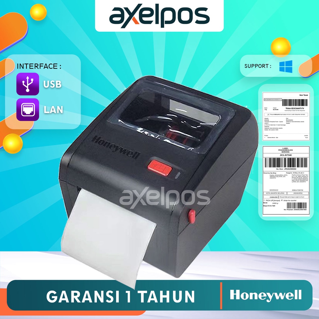 Printer Barcode Thermal Label Stiker A6 Honeywell PC42D Usb - Lan