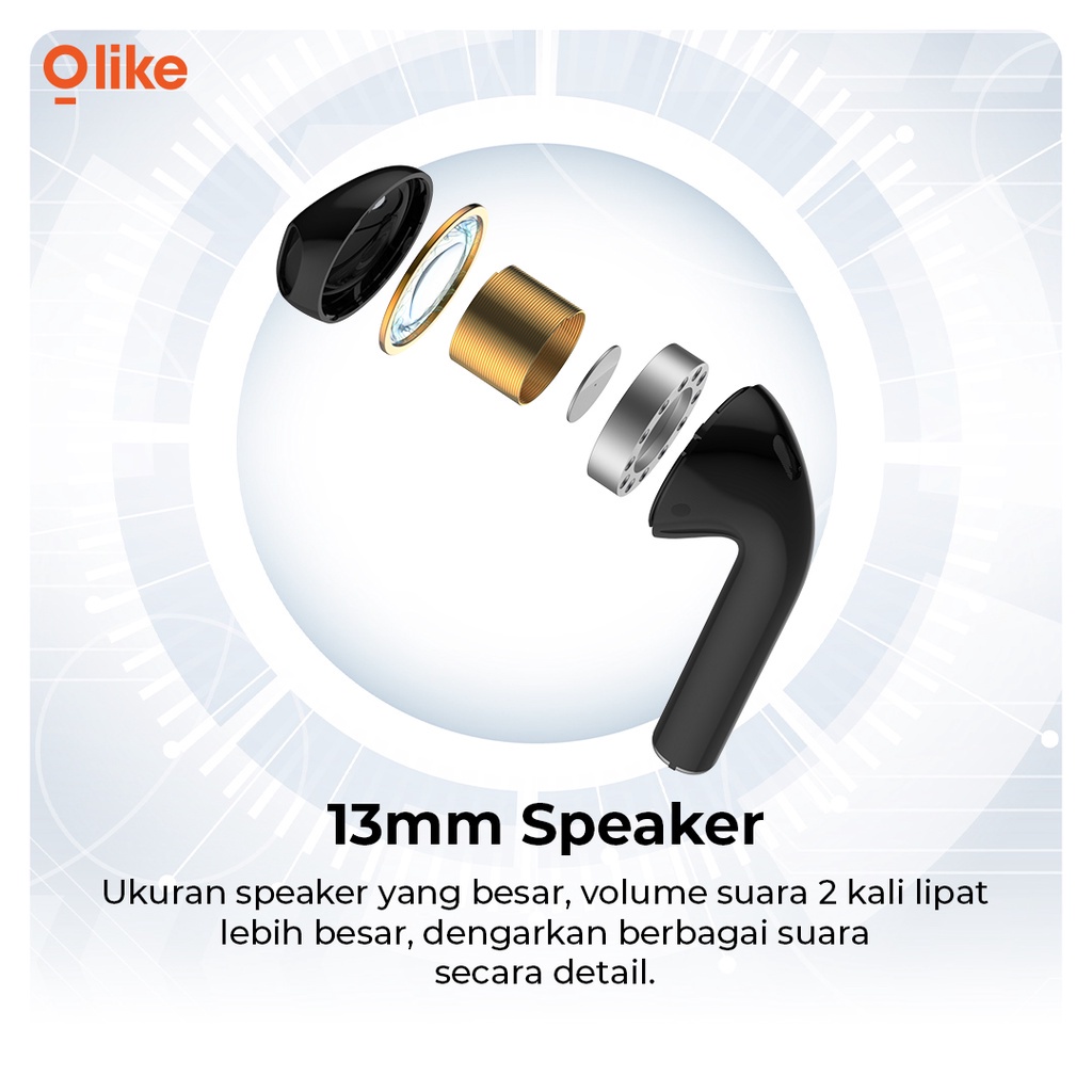 Olike T101 TWS Earphone Bluetooth Wireless Earbuds 5.3 20 Hours Play Time Touch Control AAC SBC