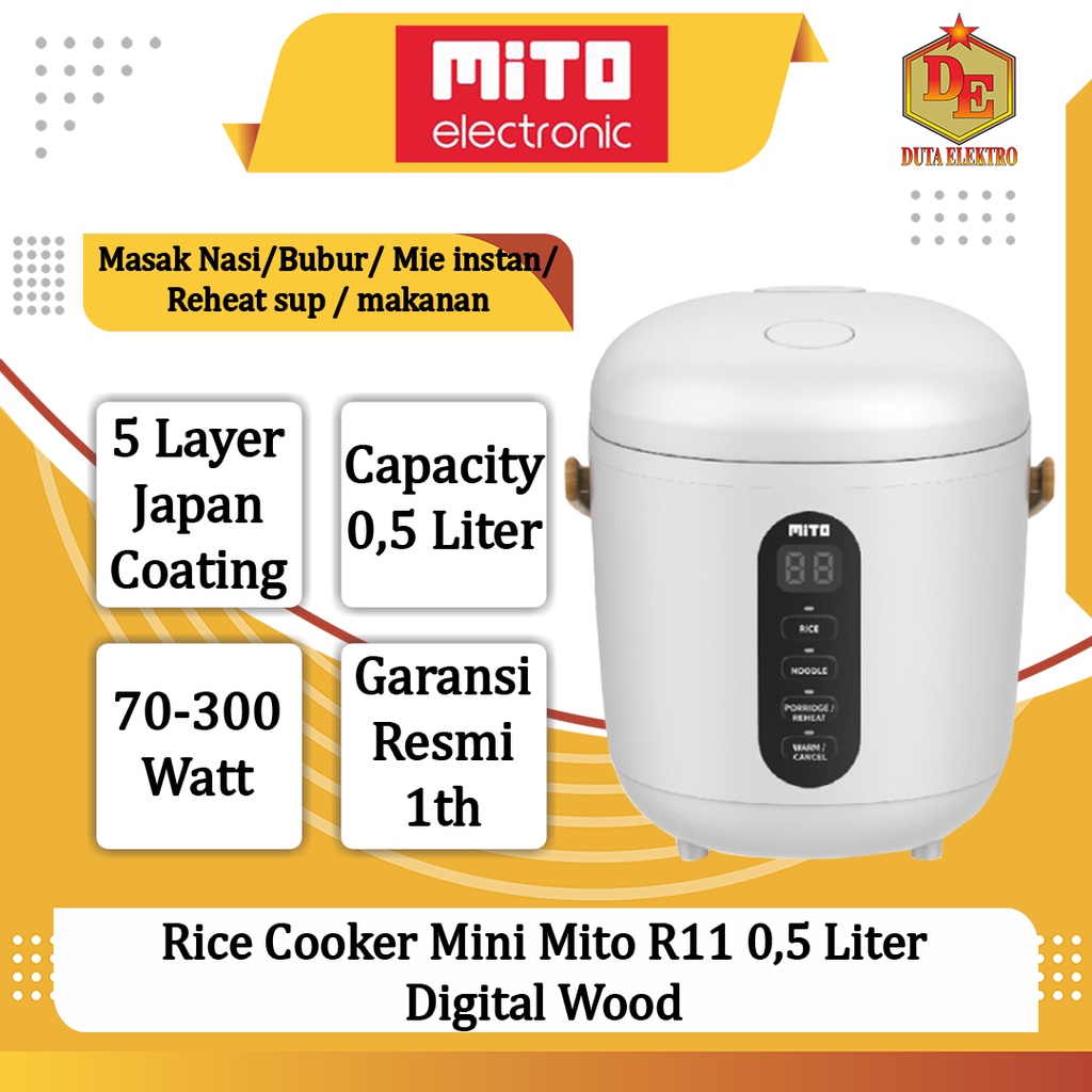 Magic Com Digital 0,5 Liter Mito R11 Wood Rice Cooker Mini Mitochiba