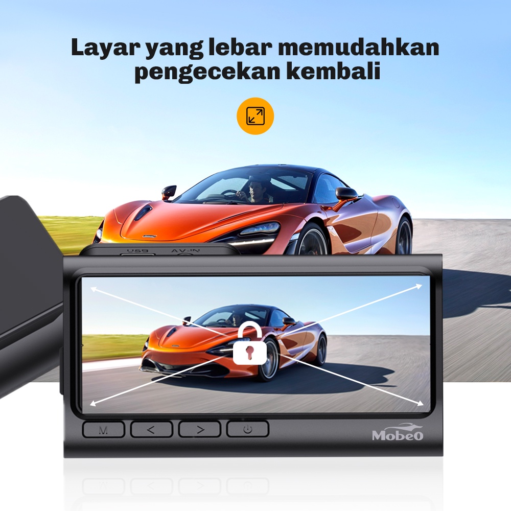 (EXTRA VOUCHER 200K)Mobeo Wifi Dashcam Camera Recorder A6 Dual Kamera (Front&amp; Rear) Full HD Sudut Lebar Night Vision