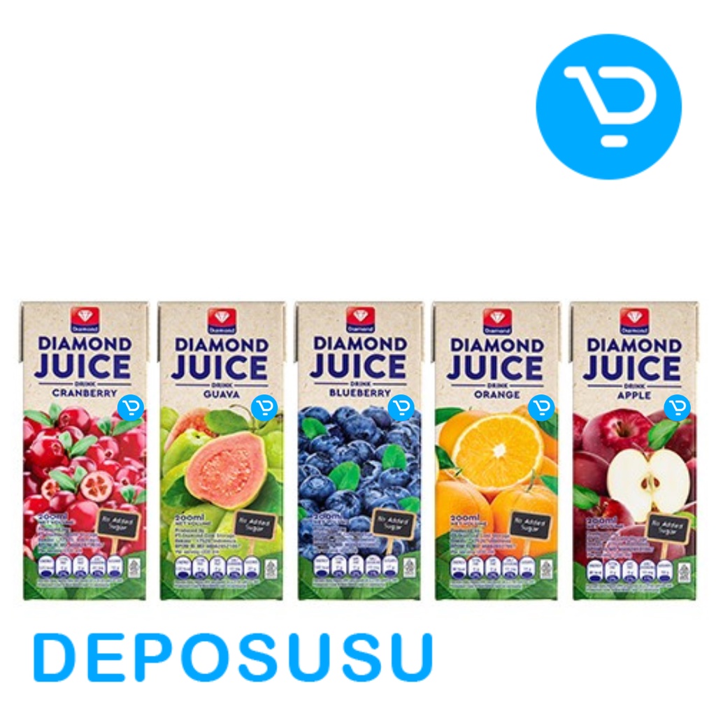 

DIAMOND JUICE UHT Jus 200ml Orange Apple Cranberry Blueberry Guava