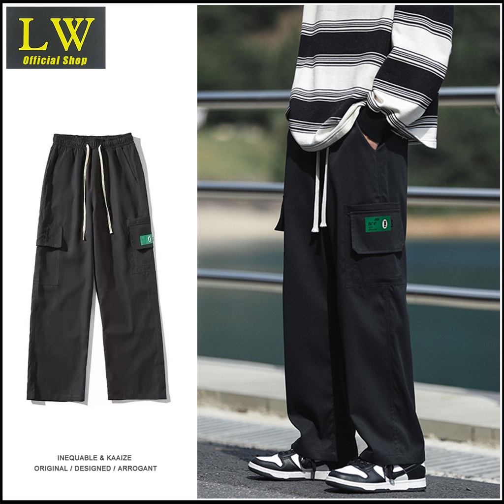 celana cargo pria panjang celana oversize pria korean style loose straight pants celana pinggang kar