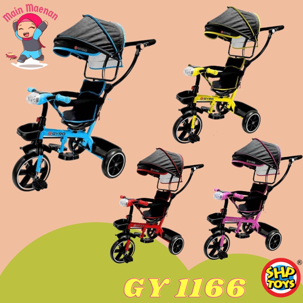 Sepeda Roda Tiga Stroler Anak GYRO 1166 - Tricycle Bike Kids Keren