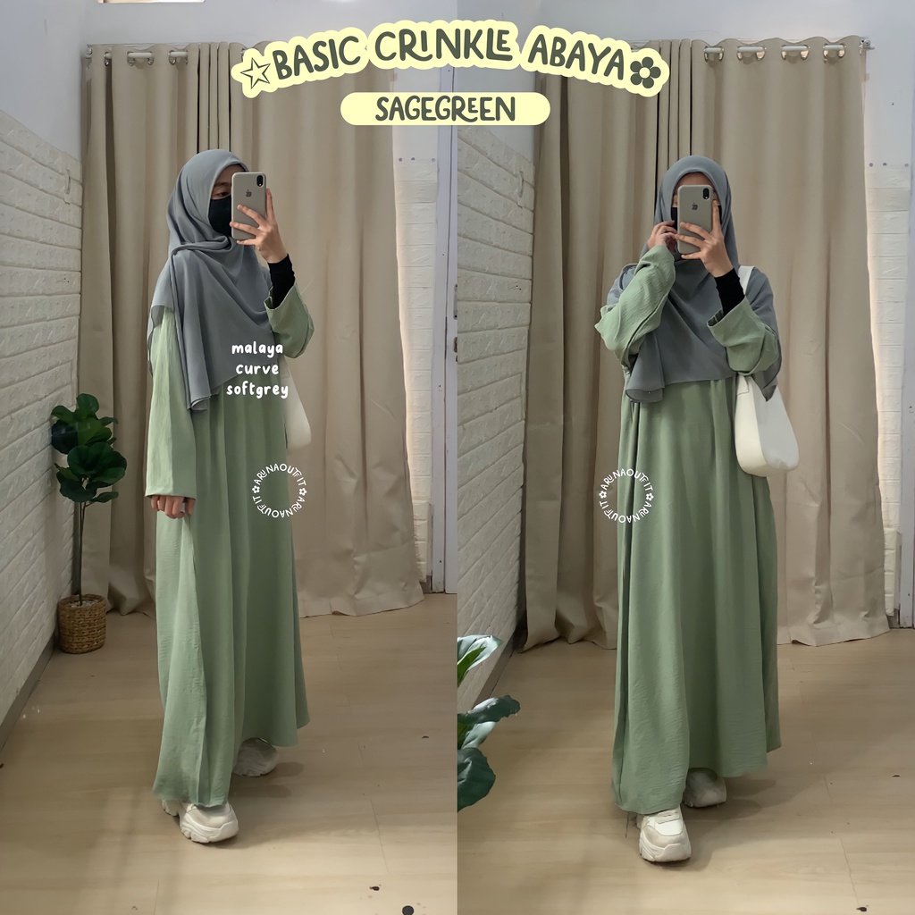 BASIC CRINKLE ABAYA BY ARUNAOUTFIT