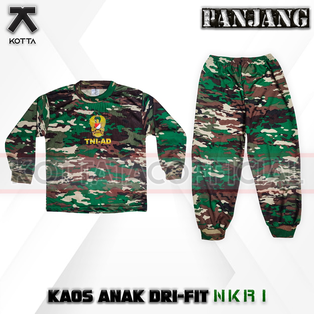 SETELAN KAOS BAJU TRANING DRYFIT ANAK LORENG KASAD NKRI TNI TERBARU