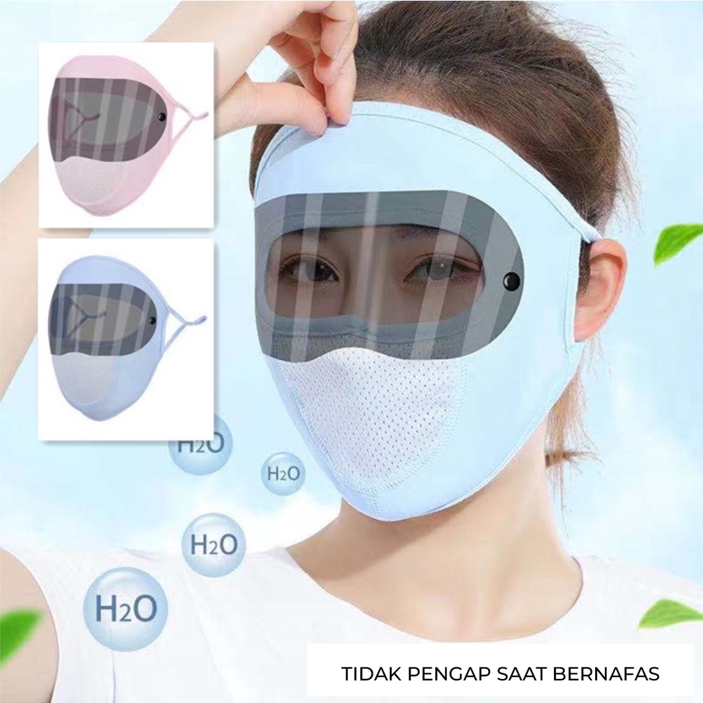 Masker Kacamata Pelindung Wajah Anti UV Adjustable Cycling Outdoor Full Face 2 In 1