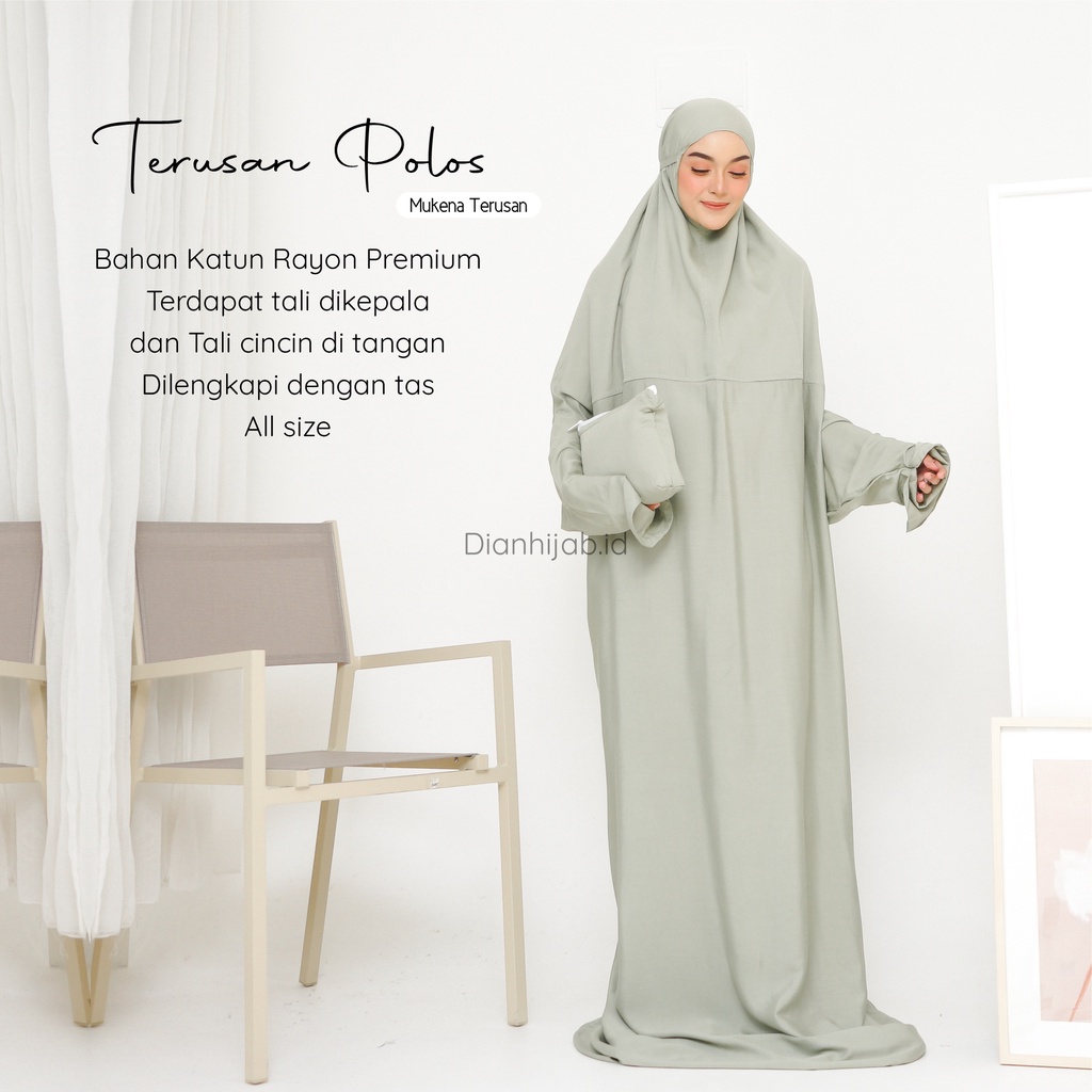 Mukena Dewasa Terusan Polos by Dianhijab.id - Bahan Rayon Viscose Premium Mukena Travel Dewasa Jumbo Adem Nyaman Dipakai - Bisa Cod