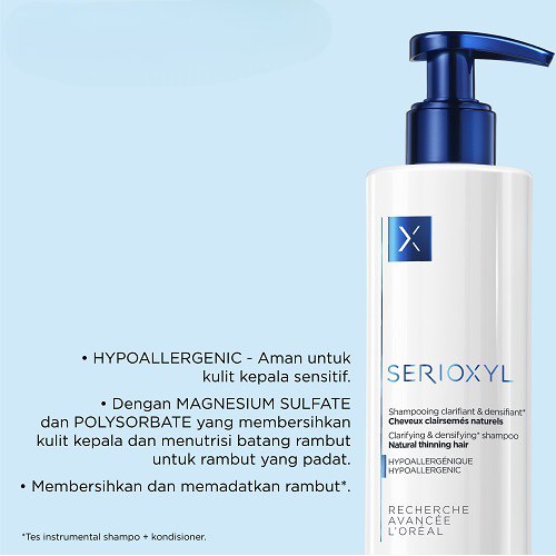LOREAL Serioxyl Advanced Purifier &amp; Bodifier Hair Shampoo - Shampo Penumbuh Perawatan Rambut Berwarna Rontok Tipis 300 ml