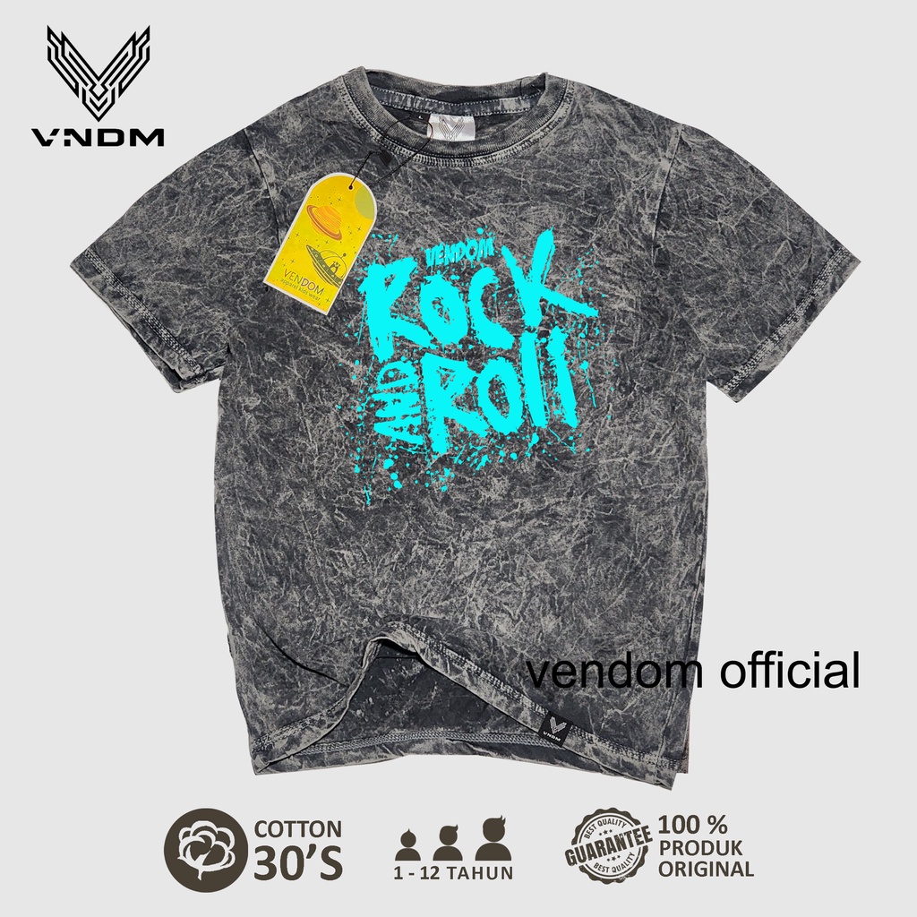 Vendom Kids Baju Kaos Anak Washet Laki Laki / Perempuan Unisex Umur 1-12 Tahun Bahan Cotton 30S VNDM musik