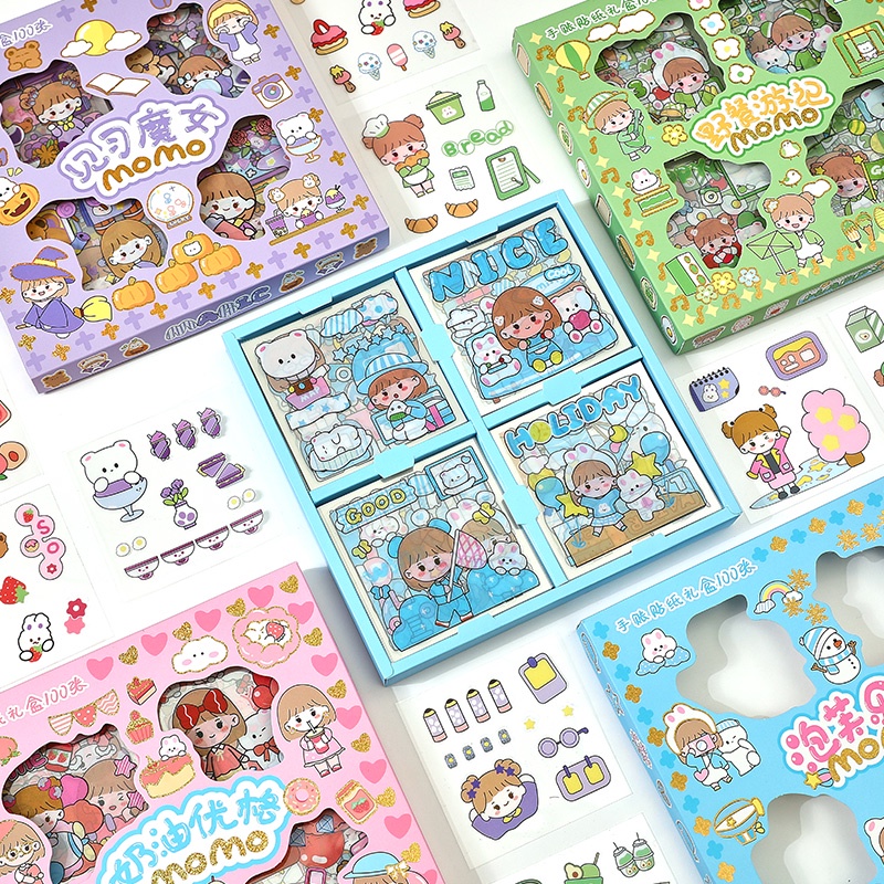 

Stiker 2D 100 Lembar Sticker Momo Kartun Korea Lucu Anti Air Water Proof MOMO ASLI