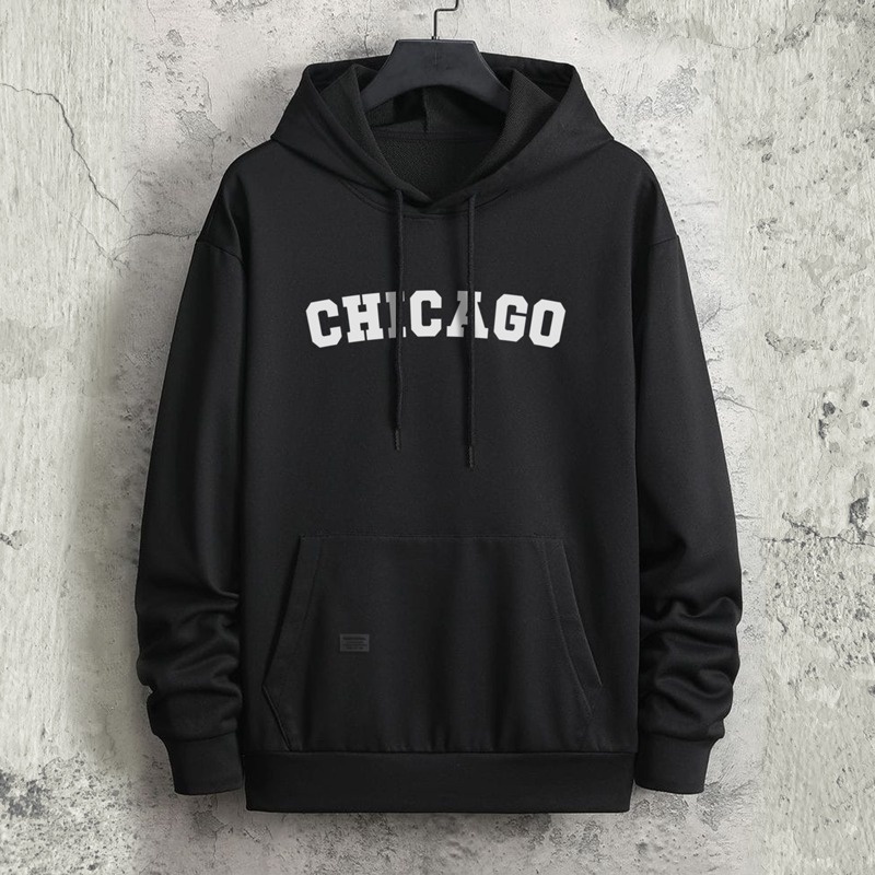 Parisdivarious Sweater Hoodie Jemper Chicago Bahan Fleece Size S - XXL (Pria &amp; Wanita)