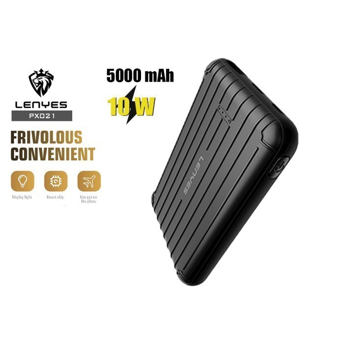 LENYES PX021 Powerbank 5000MAH Fast Charge 10W Real Capacity Original - Black portable power bank emergency charger