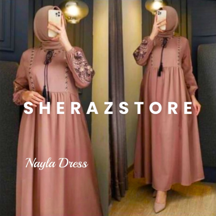 Gamis Putih Jumbo Ld 120 130 140 NAYLA DRESS S M L XL XXL XXXL 5L Gamis Hitam Bordir Terbaru