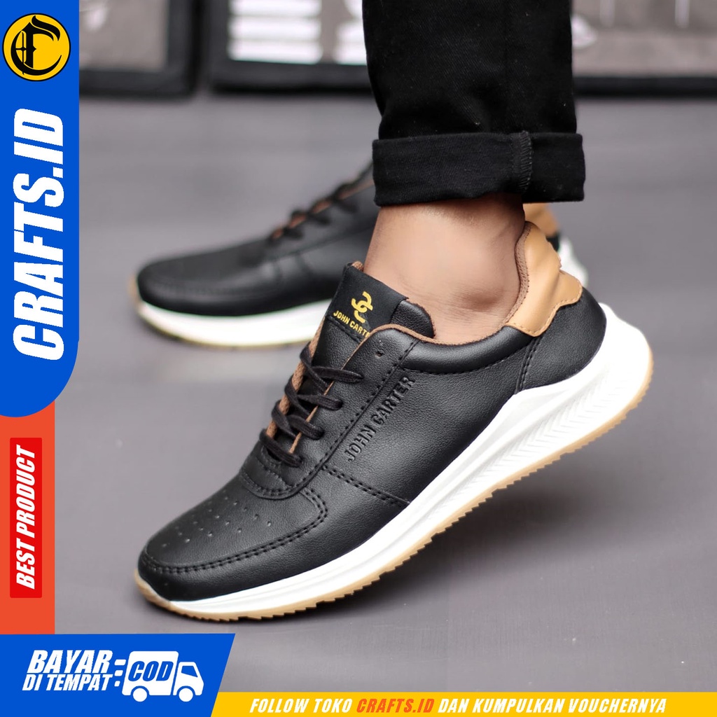 Sepatu Sneakers Pria Putih Hitam Casual Running Crafts Athen