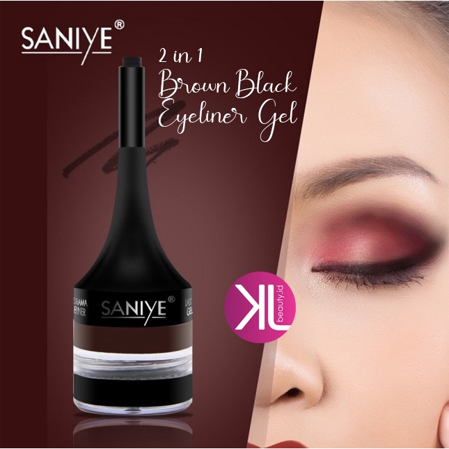 SANIYE BPOM 2 in 1 Brown Black Waterproof Eyeliner Gel With Brush gel