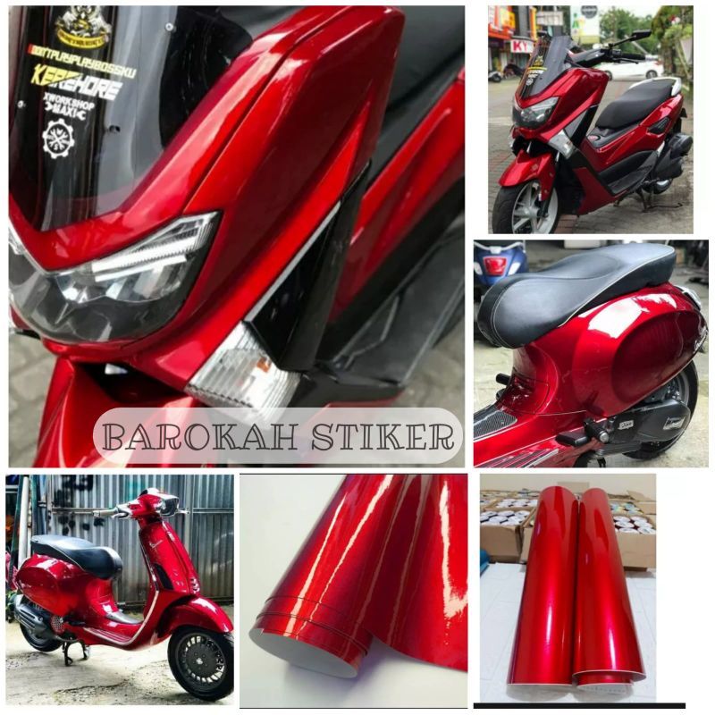 Skotlet Motor Merah Metalik Candy Stiker Red Candy