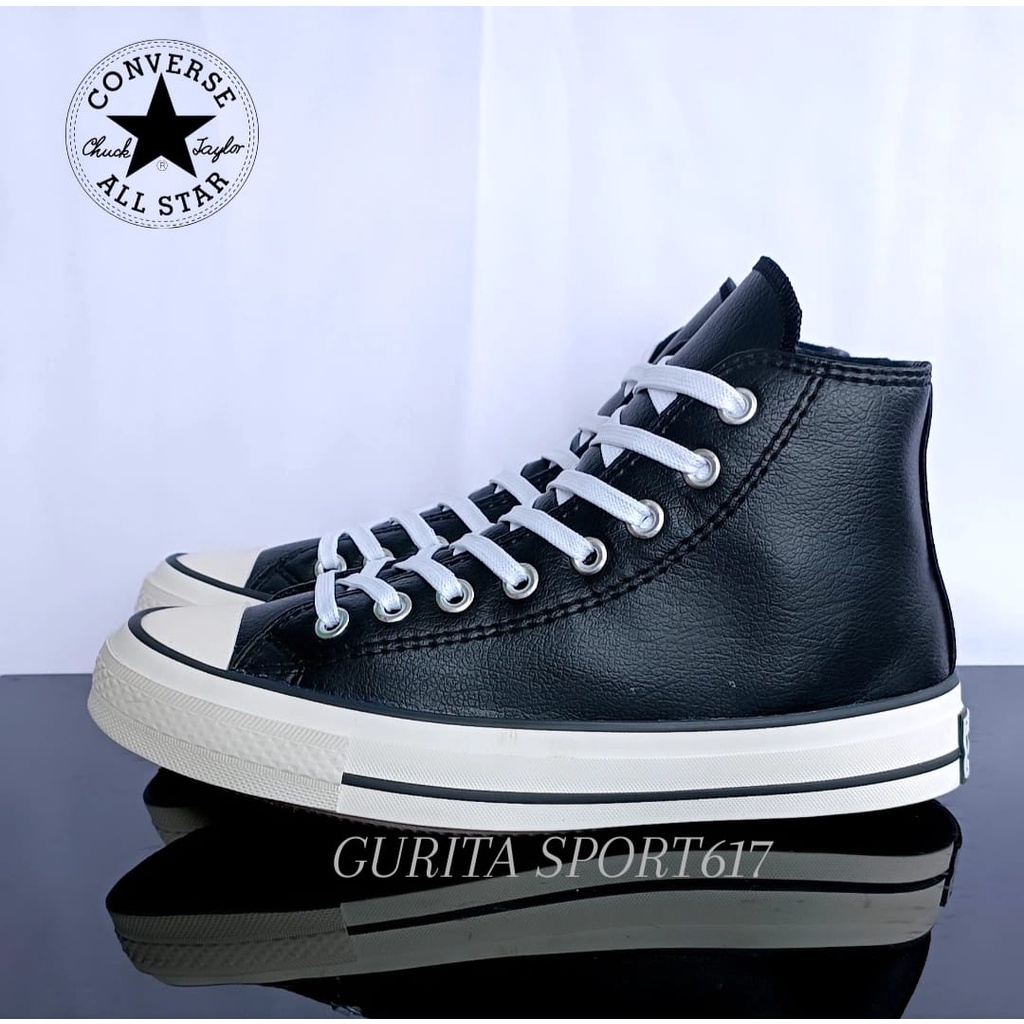 Sepatu Converse Tinggi Kulit Pria | All Star Black White