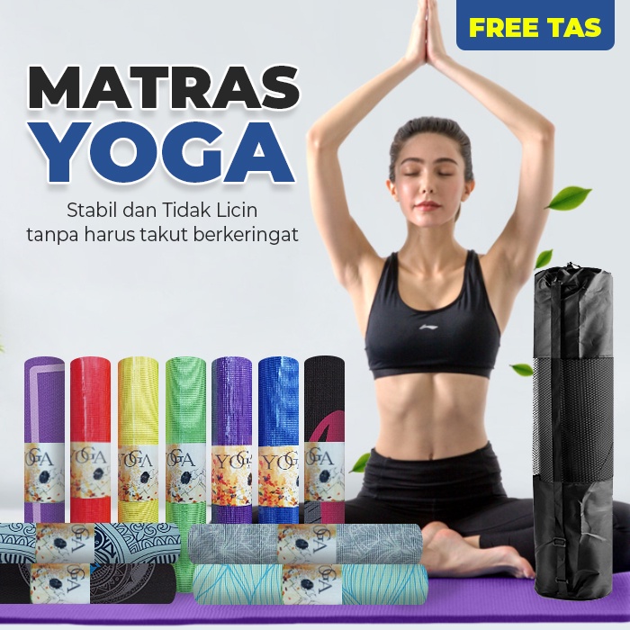 Lodoestar COD - Matras Olahraga -  Karpet Yoga Termurah Anti Slip uk 173 cmx 61 cm  DD-8