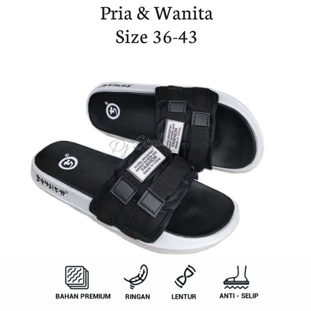 Dj Style - Cl 06 Distro Sol Putih Sendal Slop Pria Sandal Pria Distro Sendal Pria Kekinian