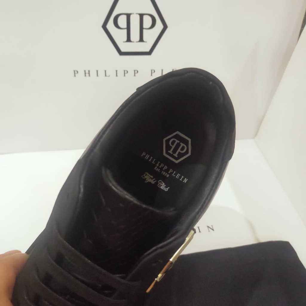sepatu cowok pp sneaker pria philipp plein new men shoes hitam p1shoes